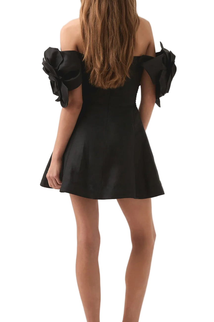 Back view of Aje black Etta mini dress for hire at Style Me Up, designer dress hire in Central Coast, NSW, Australia.