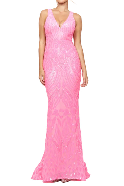 Bariano Harita V Neck Fishtail Gown available at Style Me Up, Central Coast, Australia