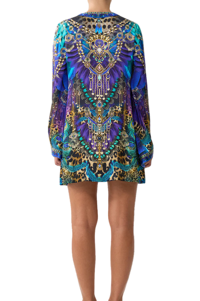 Cosmic Zoology Deep V Neck Hardware Short Kaftan