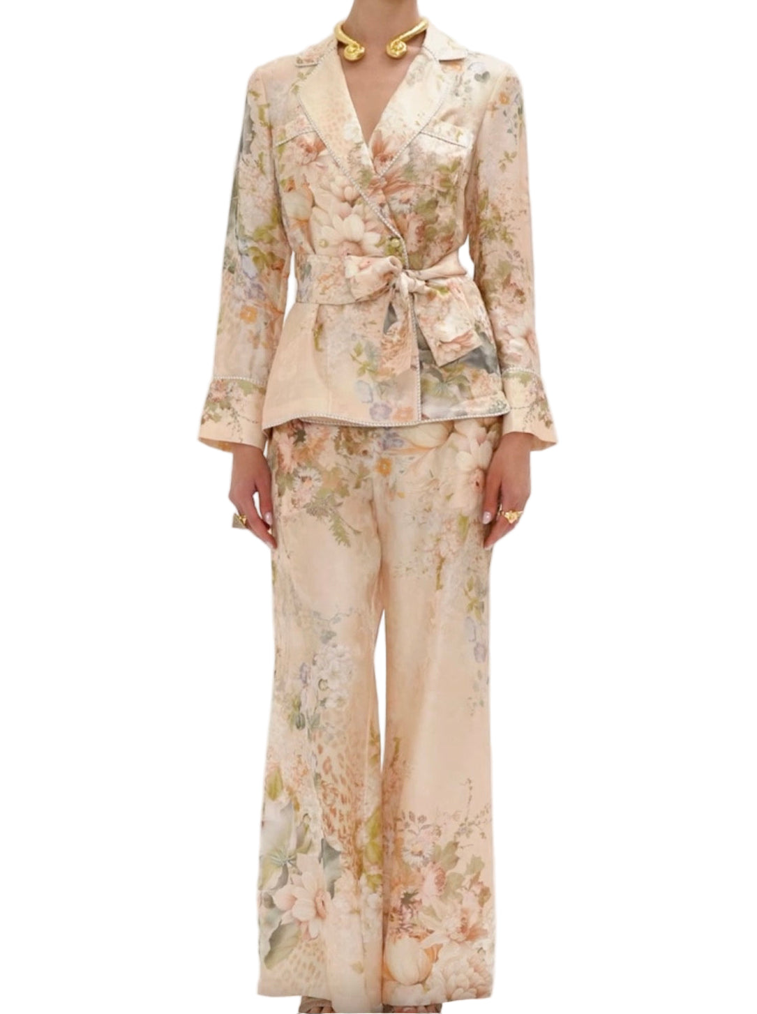 Camilla Adorned In Antiquity pyjama suit set hire – luxury designer rental Australia