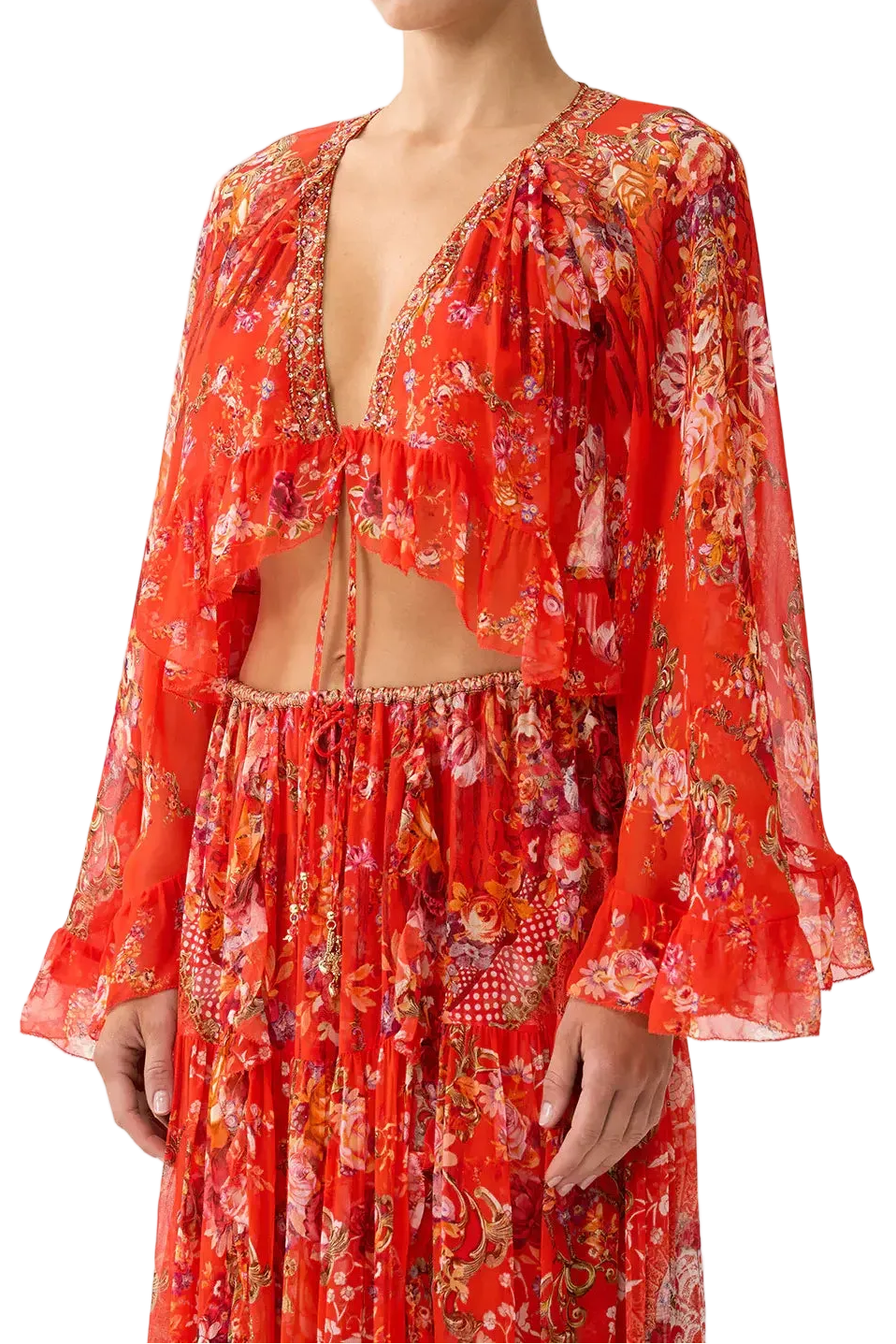 Camilla Crop Ruffle Top Ole Ole