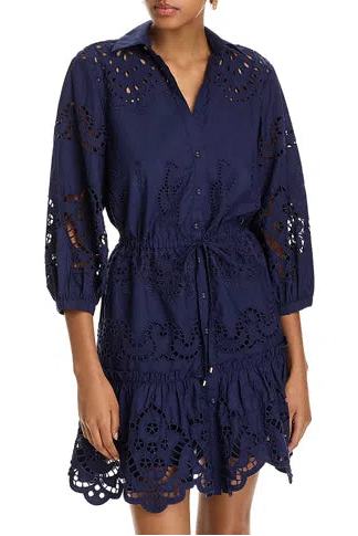 Cara Cara Navy Embroidered Eyelet Robin Dress available at Style Me Up, Central Coast, Australia
