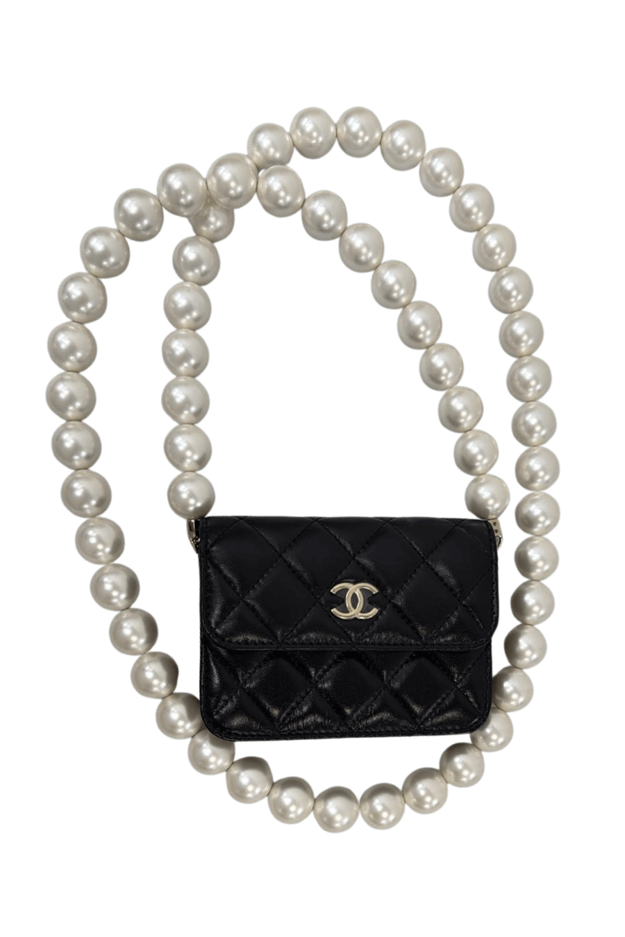 Chanel Pearl Strap Mini Crossbody Bag in Black Lambskin available at Style Me Up, Central Coast, Australia