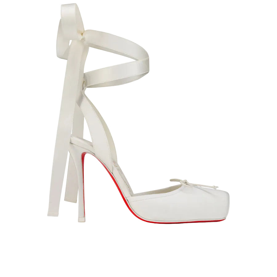 Christian Louboutin Cassia Ivory 100mm Lace-Up Pumps