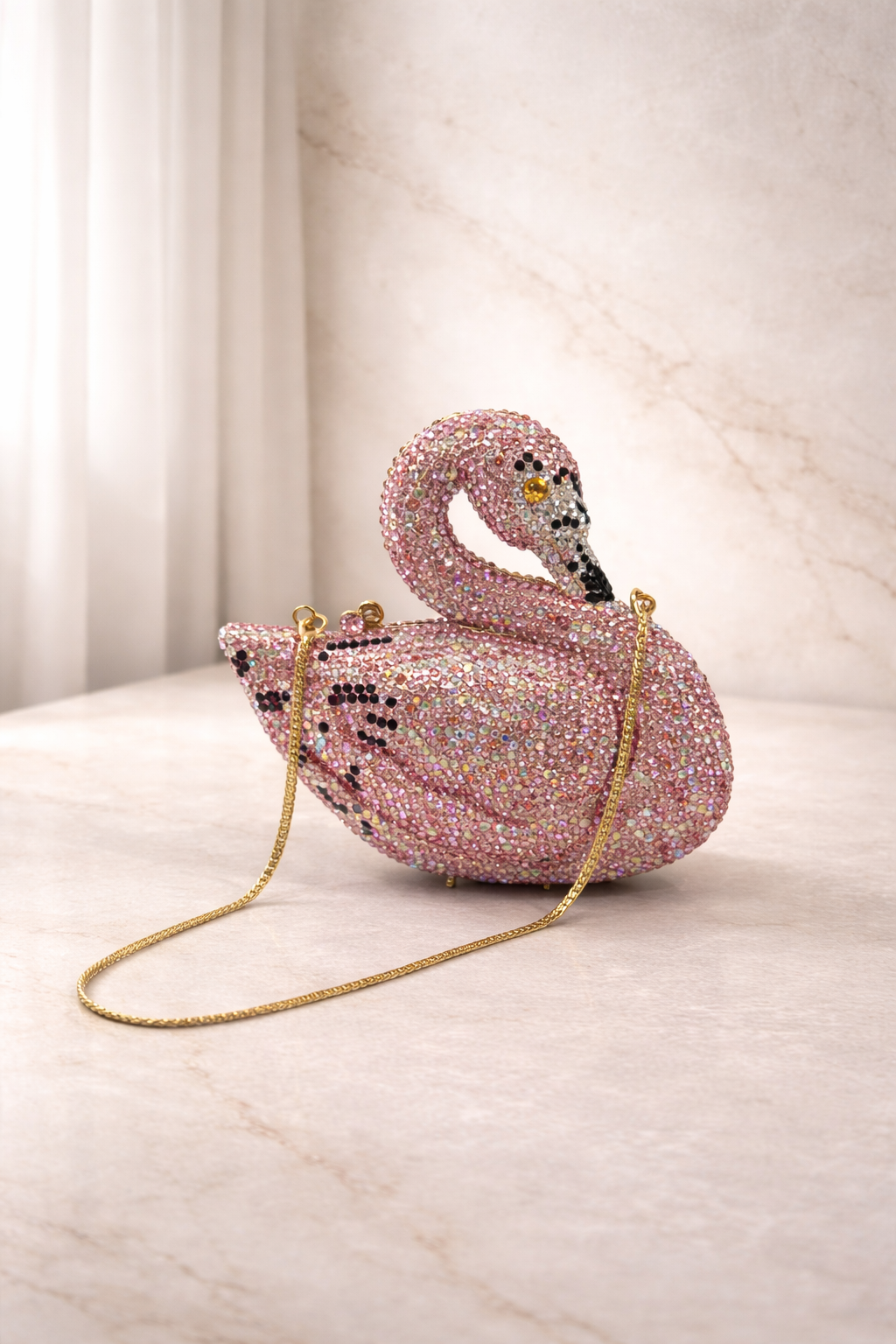 Crystal Rock Pink Crystal Swan Evening Bag available at Style Me Up, Central Coast, Australia