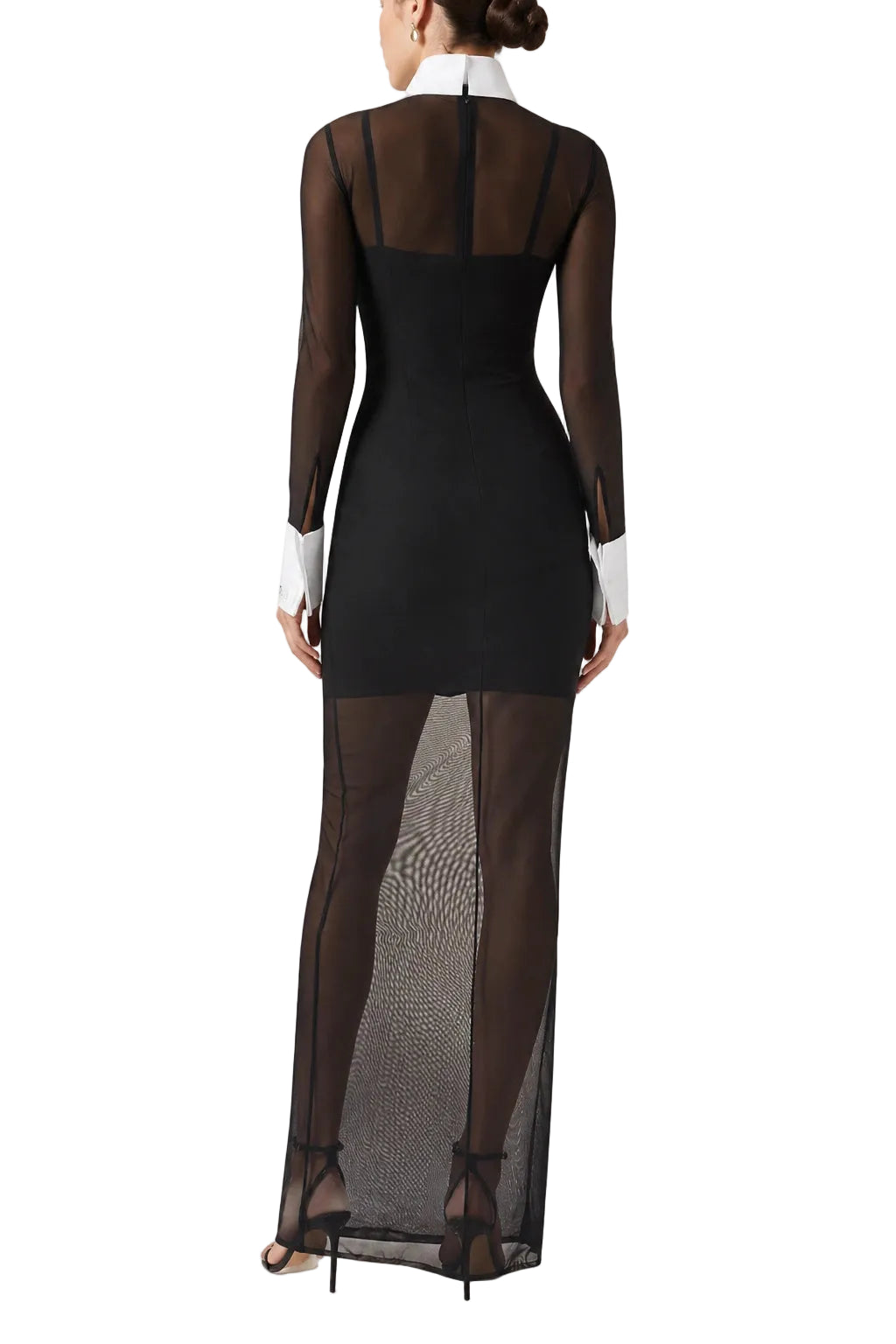Dolce & Gabbana Collared Stretch Tulle Maxi Dress