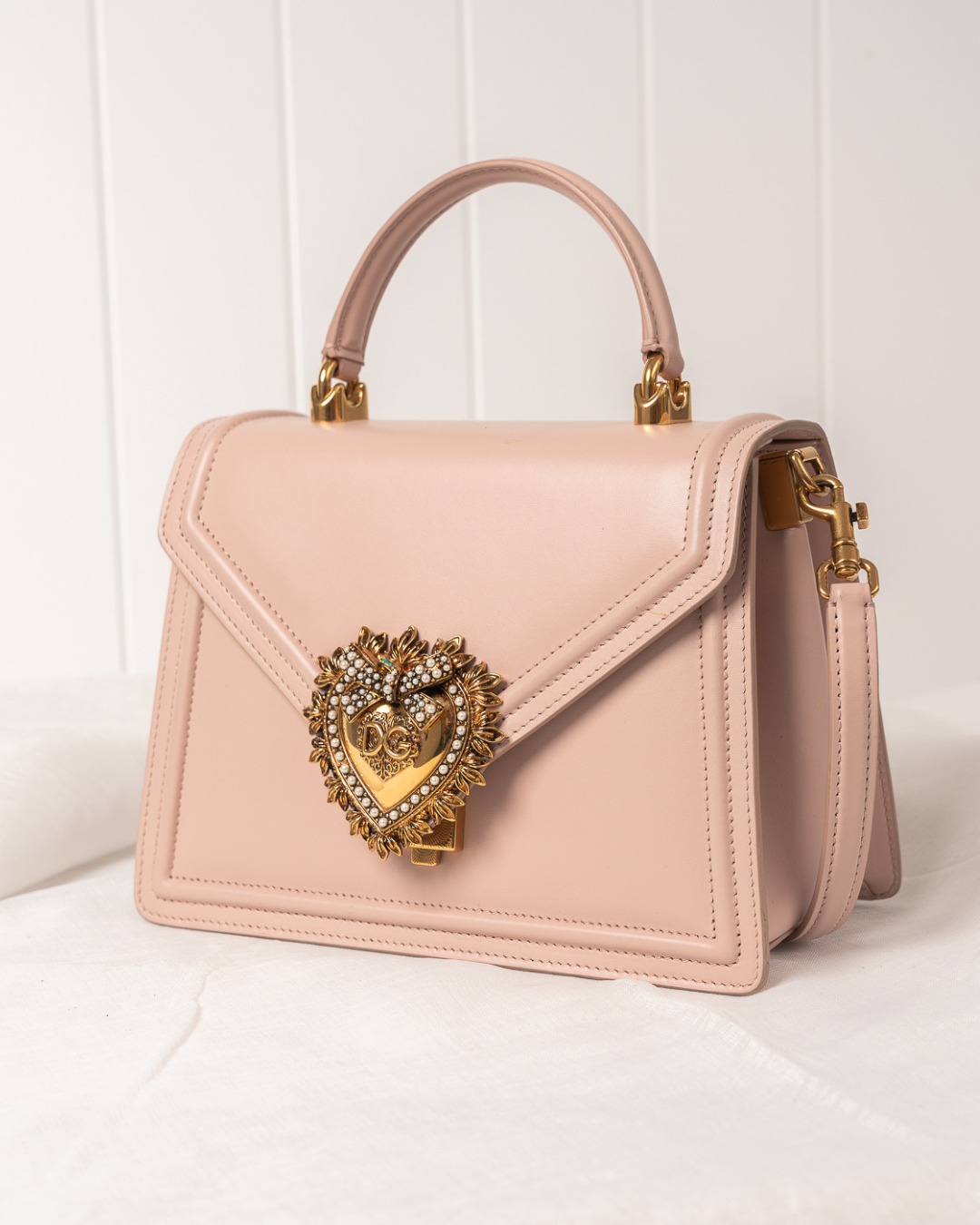 Dolce & Gabbana Small Smooth Calfskin Devotion Bag for hire at Style Me Up, designer dress and accessory hire in Central Coast, NSW, Australia.