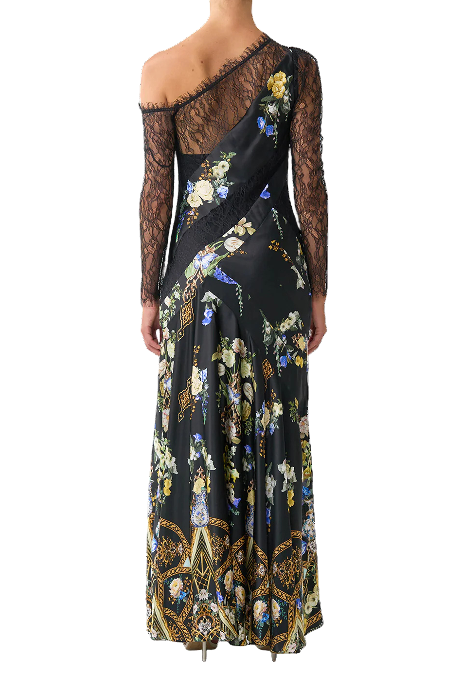 Ottoman Elegance Lace Splice One Shoulder Dress