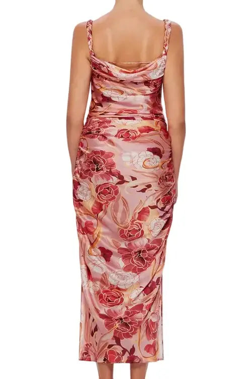 Leo Lin Pink Floral Rachel Cowl Slip Dress