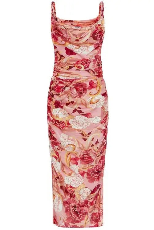 Leo Lin Pink Floral Rachel Cowl Slip Dress