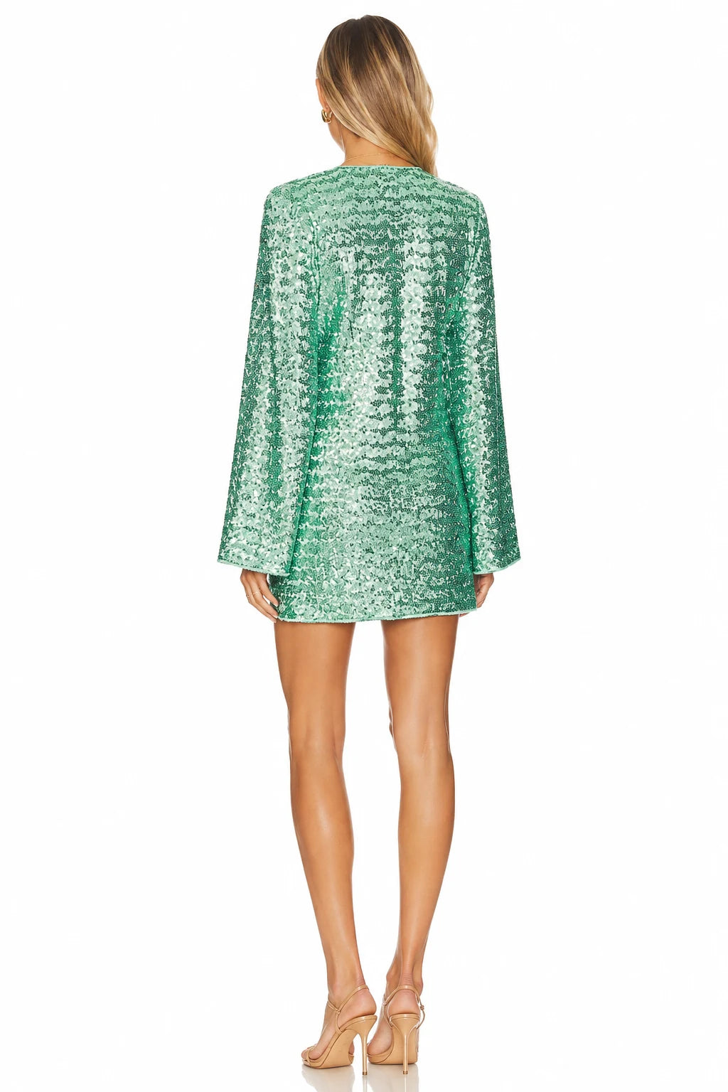 Oseree Aqua Sequins Dress