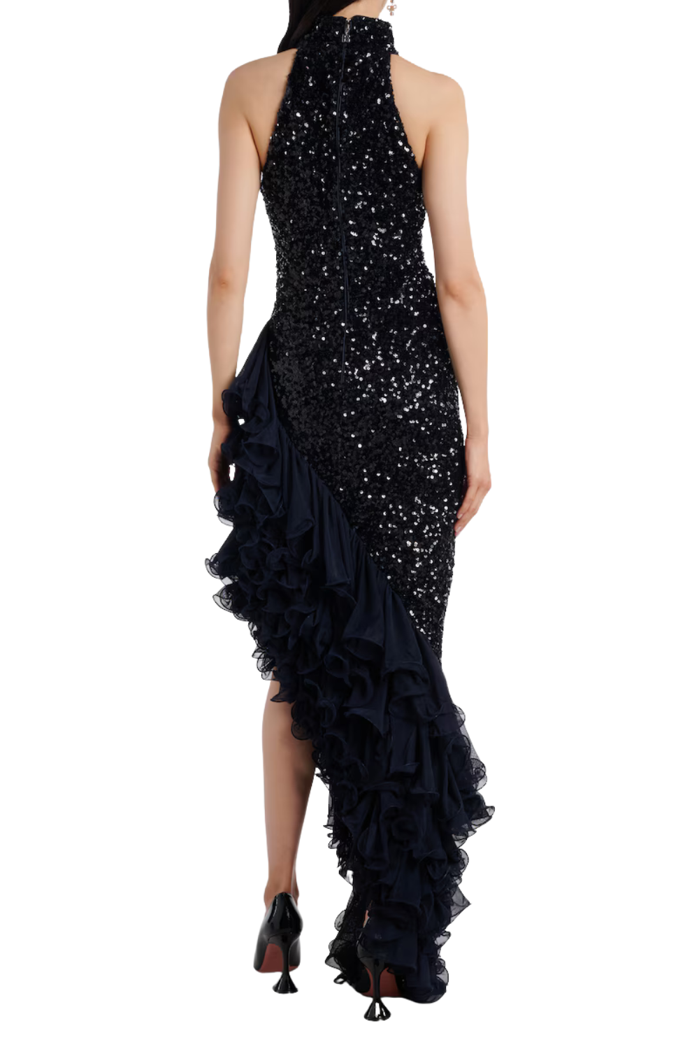 Rotate Ruffled Sequined Cocktail Dress