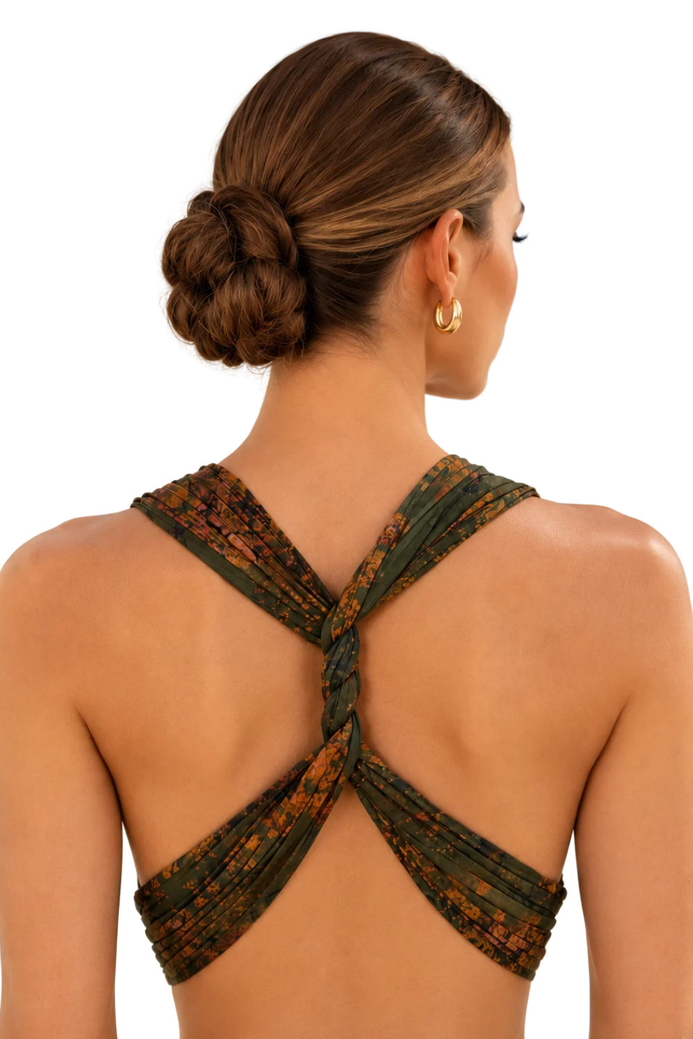 Till’s & Will’s Pleated Print Maxi Dress in Olive Green