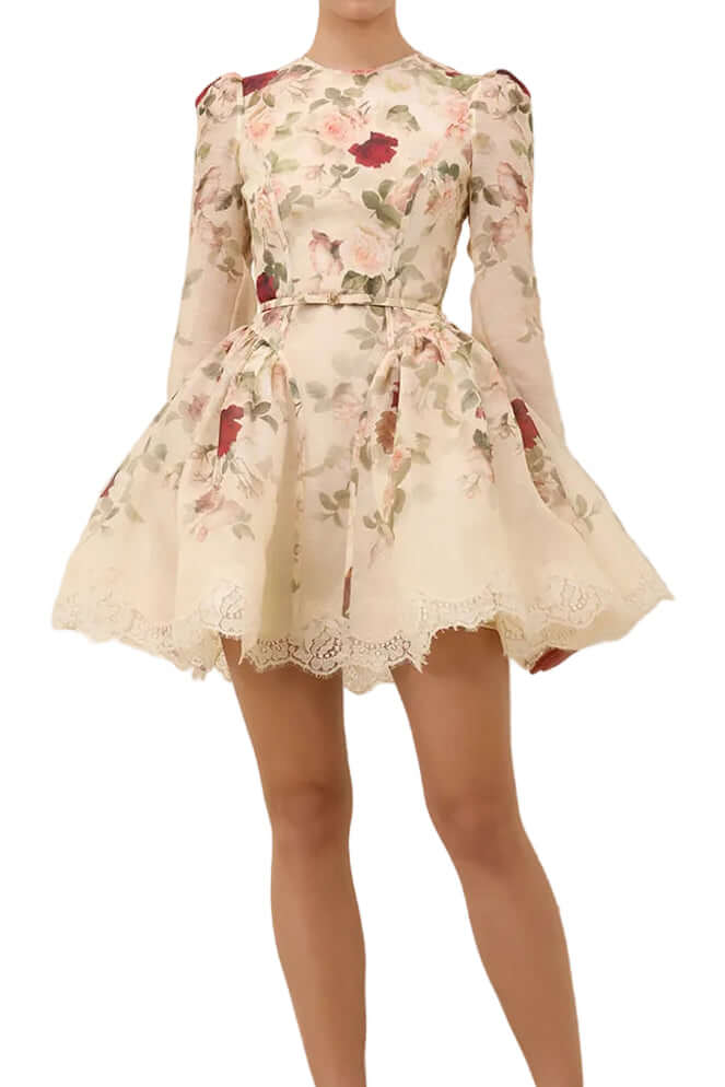 Zimmermann Cream Cascade Hypnotic Lace Trim Mini Dress available at Style Me Up, Central Coast, Australia