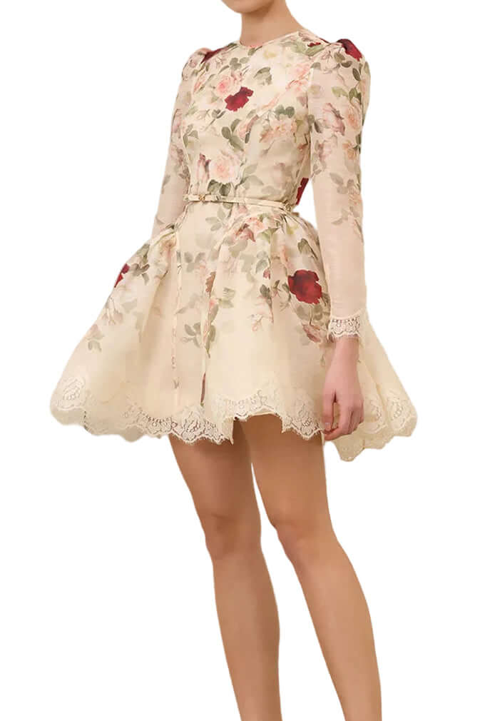 Zimmermann Cream Cascade Hypnotic Lace Trim Mini Dress available at Style Me Up, Central Coast, Australia