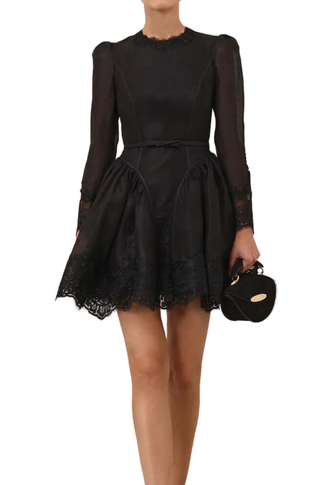 chinese dress ladies Zimmermann Hypnotic Lace Trim Mini Dress