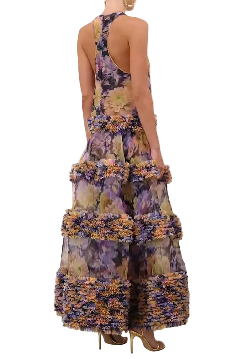 Zimmermann Luna Ruffle Maxi Dress in Violet Dahlia