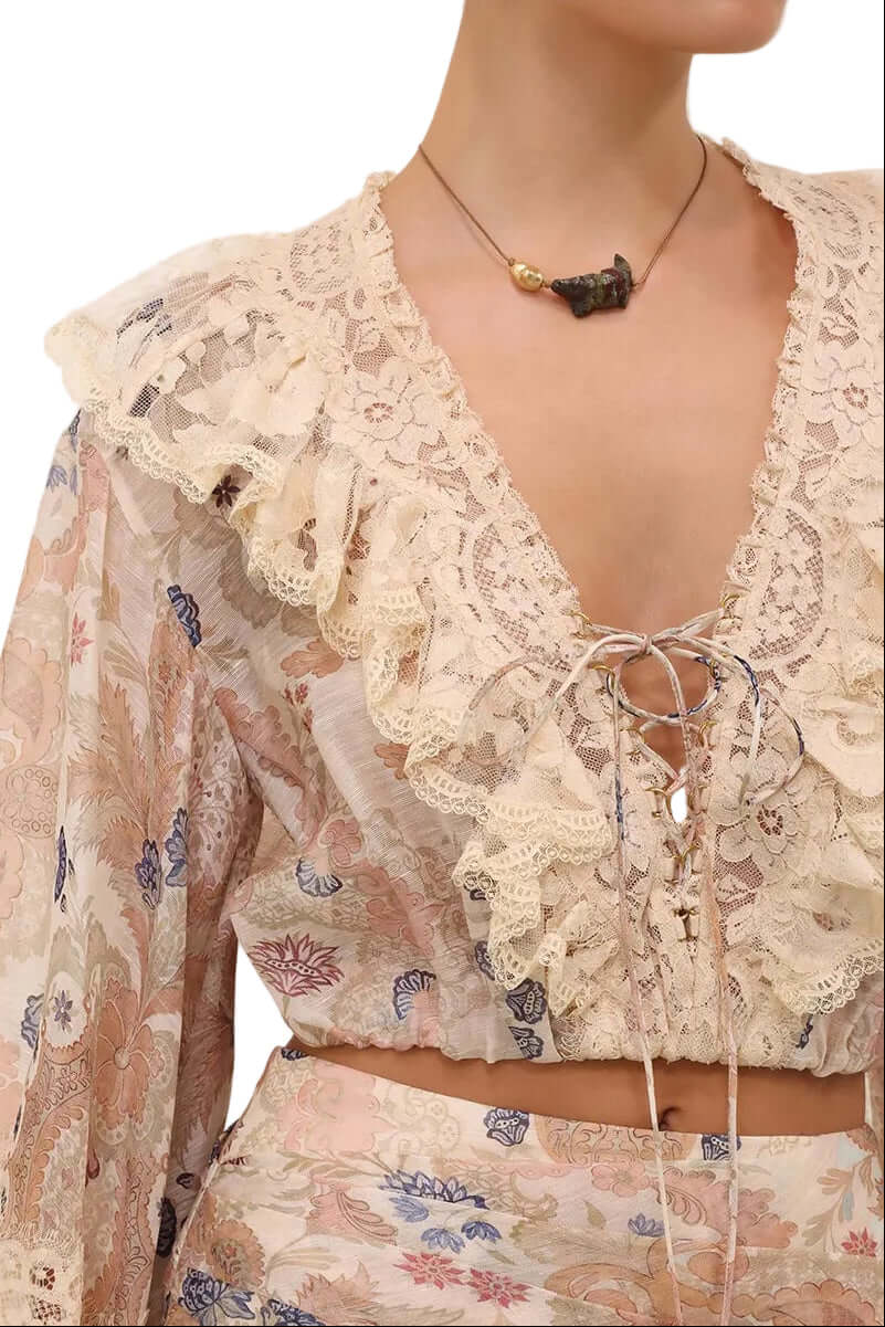 Zimmermann Rebellion Lace-up Blouse available at Style Me Up, Central Coast, Australia